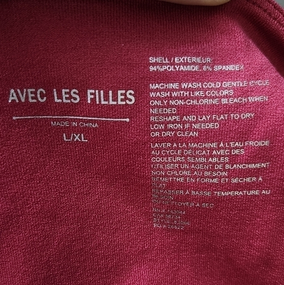 NWT AVEC LES FILLES Burgundy scoop neck 3/4 sleeve top - Picture 9 of 10